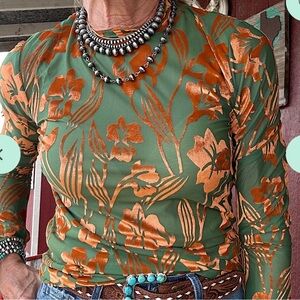 Turquoise Haven mesh velvet burnout NWT